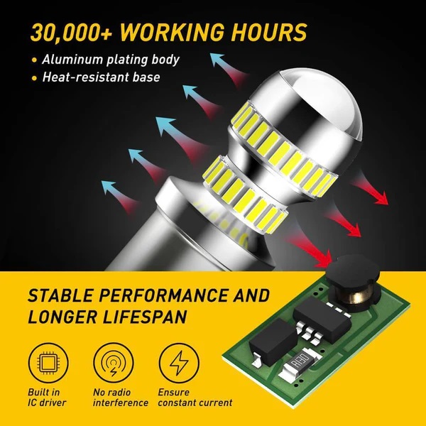 auxito 2600lm 1156 led bulbs ba15s p21w 7506 led light bulbs for backup reverse light bulb tail light 6000k white 31630054523032_x600